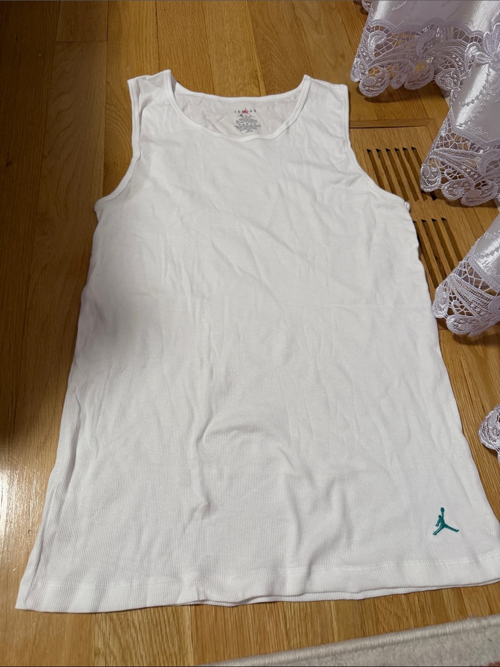 Jordan White Tank Top with Teal Jumpman Logo